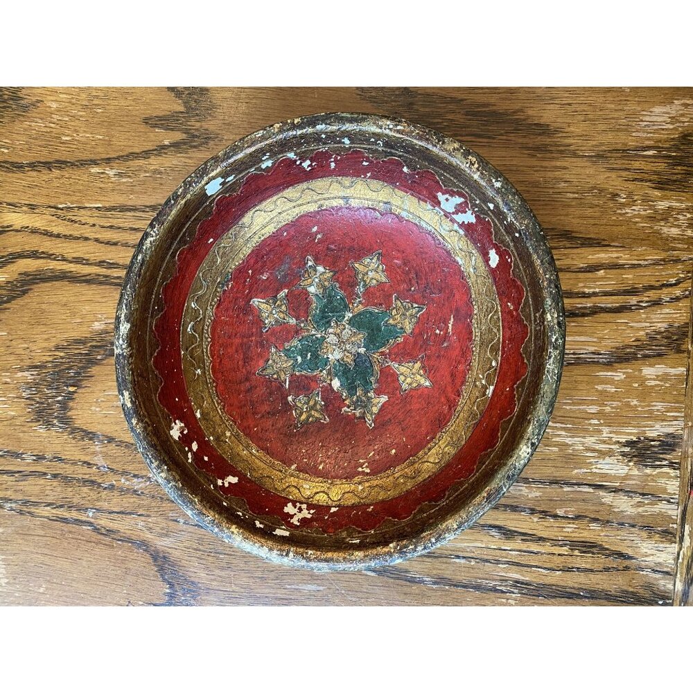 Vintage MCM Christmas Florentine Gilded Gold Bowl